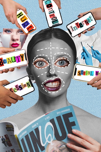 A collage of various social media posts and news headlines, symbolizing the convergence and competition between citizen journalism and mainstream media.