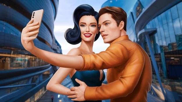 A split-screen image showing a real-life human influencer on one side and a highly realistic AI influencer on the other, both promoting the same product. The subtle differences in presentation and the uncanny valley effect are evident, prompting viewers to question authenticity.