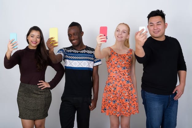 A split image. On one side, a group of diverse young people are shown registering to vote at a table with laptops and tablets. On the other side, social media posts encourage voter turnout, emphasizing the ease of registration and the importance of participating in elections.