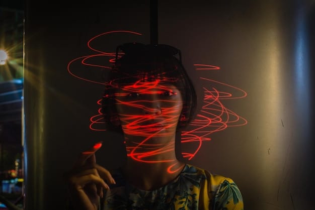 A person struggling with a VR headset, tangled in wires, with a frustrated expression. The background is a cluttered room, emphasizing the technical challenges of using VR technology.