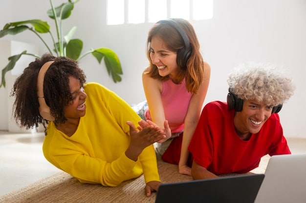 People of diverse backgrounds interacting positively in a virtual meeting, emphasizing inclusivity and respect. The setting is a vibrant and collaborative online workspace.