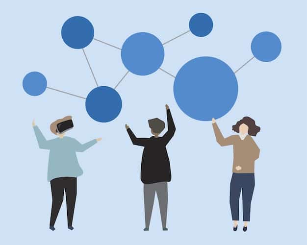 A digital illustration depicting a network of interconnected nodes, symbolizing how niche communities connect individuals with shared interests in a digital space.