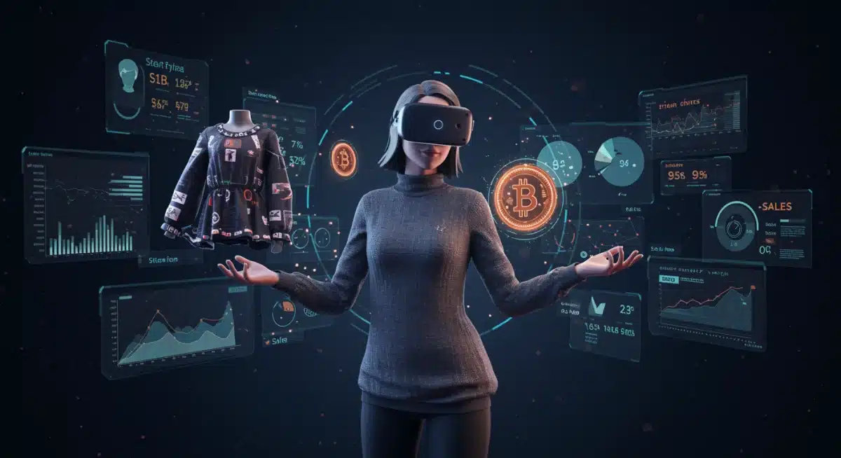 Digital creator avatar displaying virtual fashion in the metaverse, illustrating content monetisation.