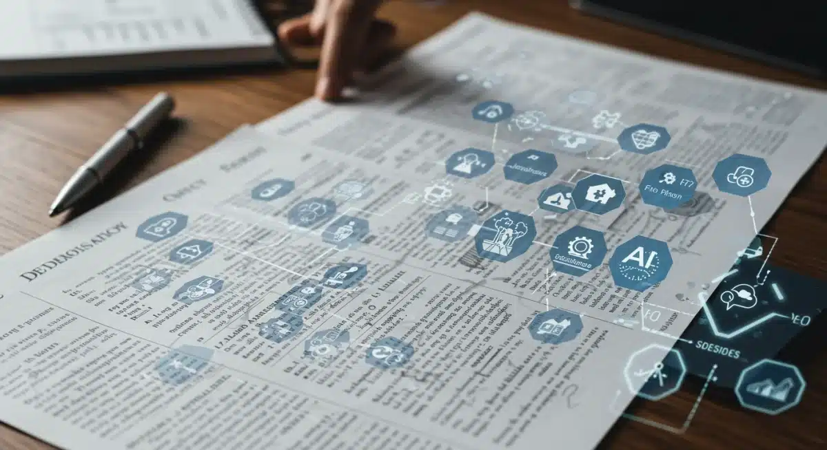 Legislative documents and AI symbols, representing new US AI policy development.