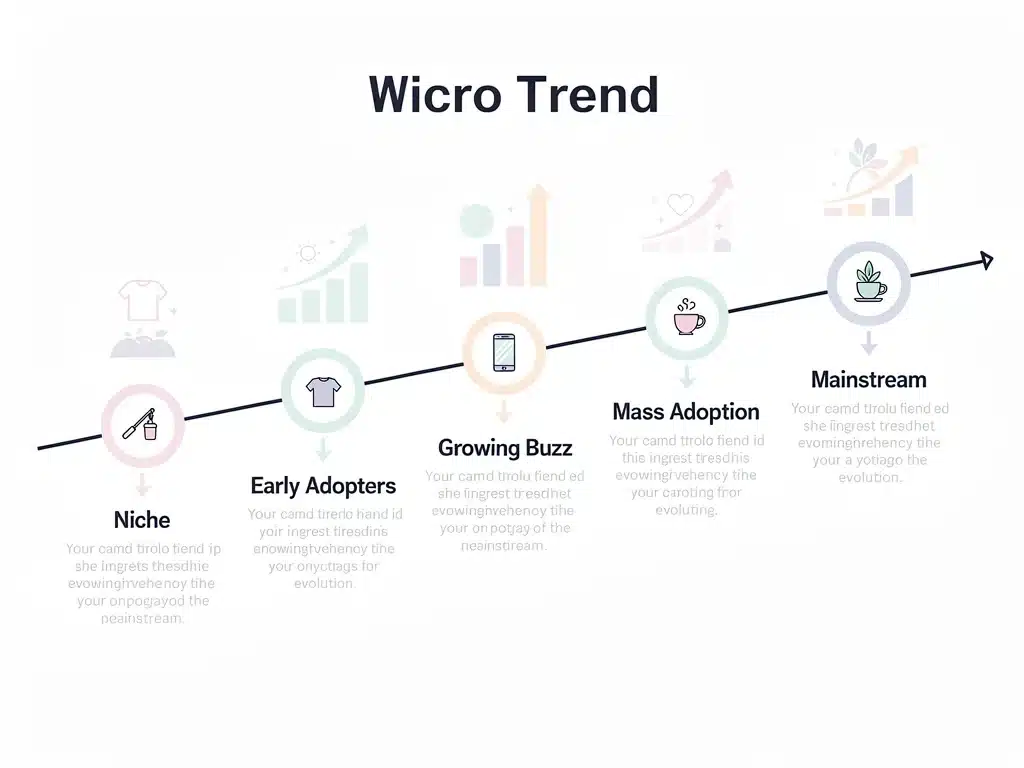 Infographic illustrating the evolution of micro-trends into mainstream phenomena, highlighting key stages and influencing factors.