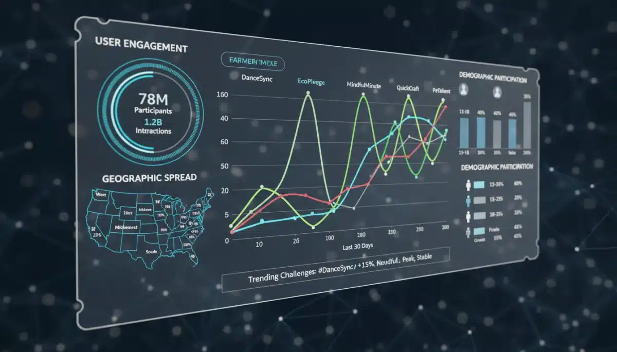 Infographic showing US social media challenge engagement data and popularity metrics.