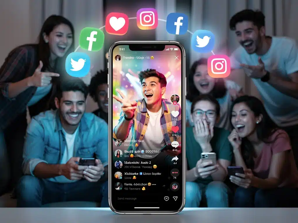 Smartphone showing viral short-form video content.