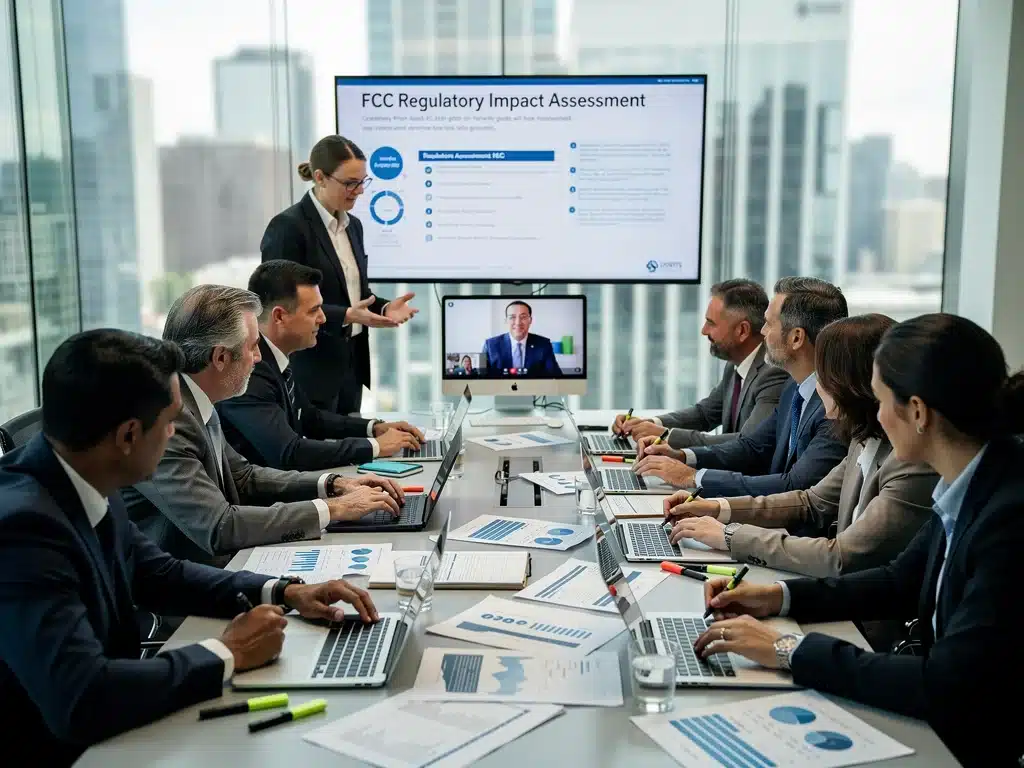 News team discussing FCC compliance strategies for Q1 2026