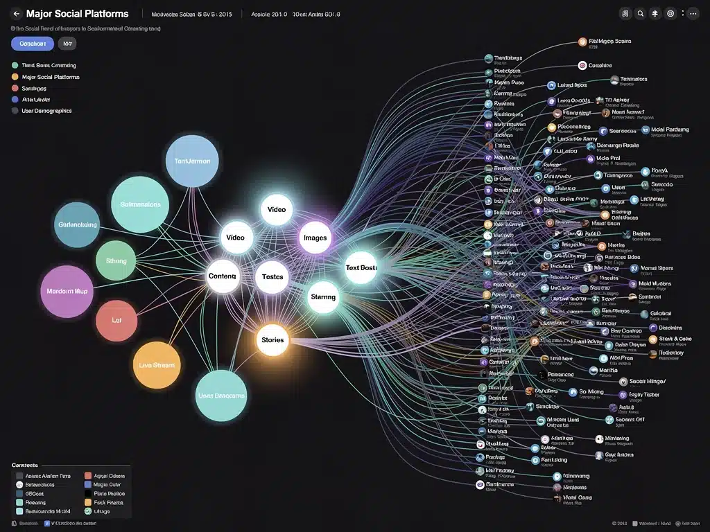 Complex network diagram illustrating social media influence and viral trends.
