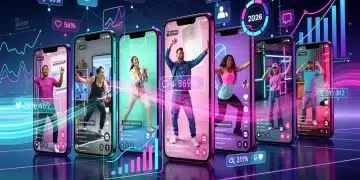 Dynamic collage showing diverse viral challenges on mobile screens with social media icons, representing early 2026 trends and high engagement.