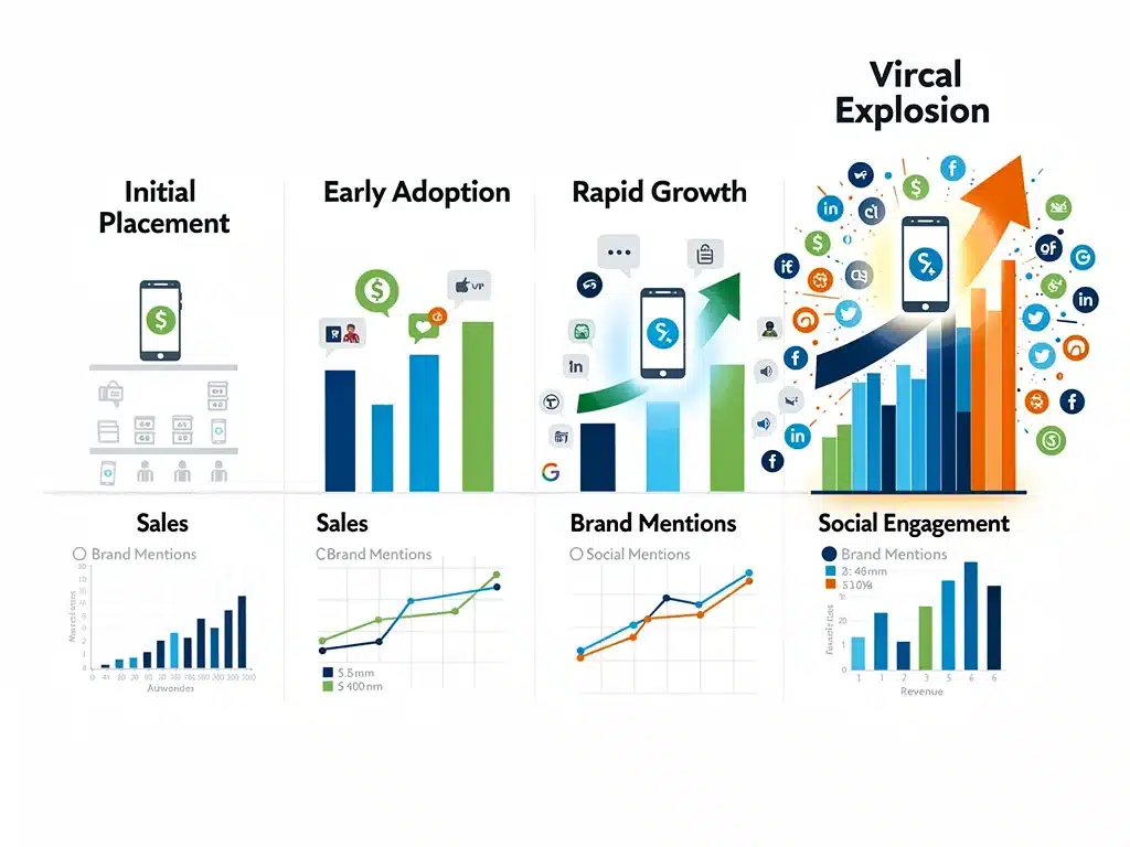 Infographic detailing the journey and financial uplift from viral product placements.