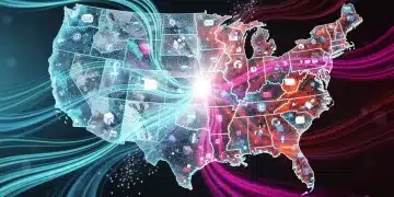 Abstract visualisation of data networks and viral trend prediction in the US.