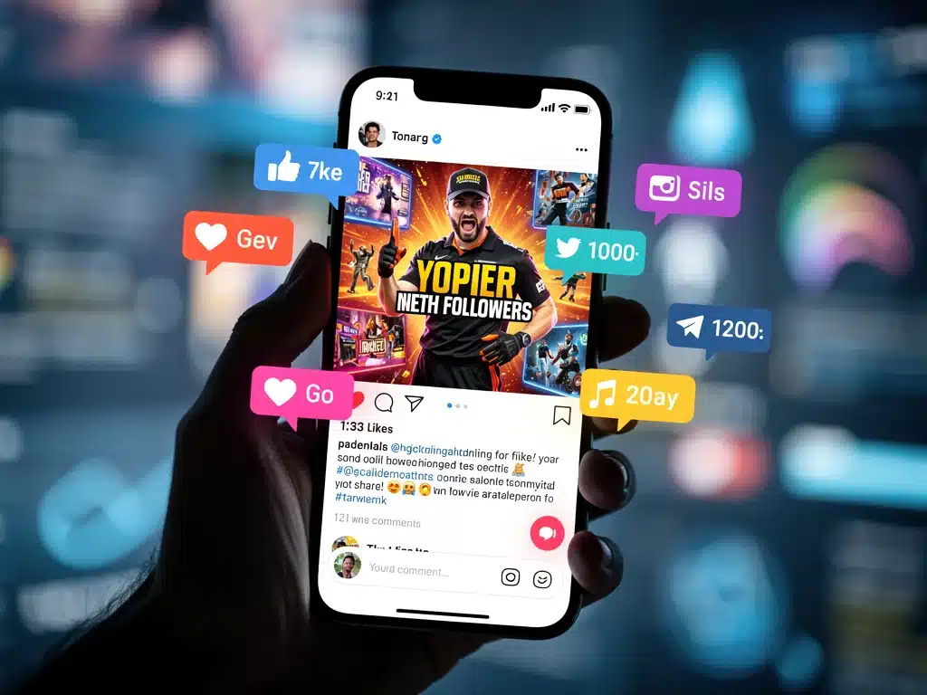 Smartphone displaying viral social media content engagement