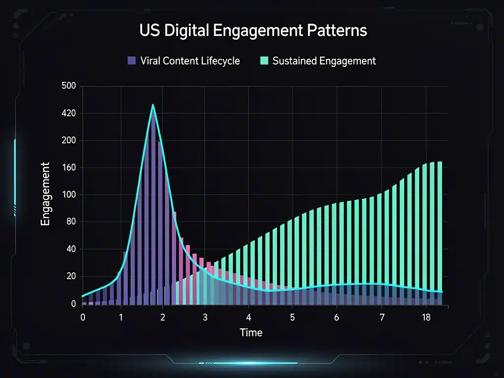 Graph comparing viral content lifecycle to sustained audience engagement