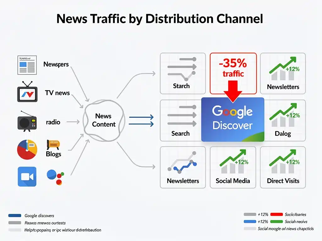 Infographic showing Google Discover traffic decline