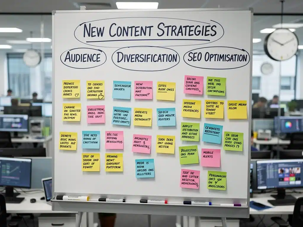 Newsroom brainstorming new content strategies